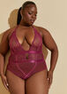 Halter Mesh And Lace Bodysuit, Raspberry Radiance image number 3
