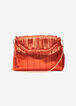 Pleated Metallic Faux Leather Clutch, Barbados Cherry image number 1