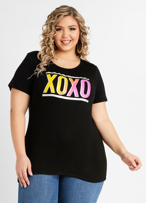 XOXO Graphic Knit Tee, Black image number 0