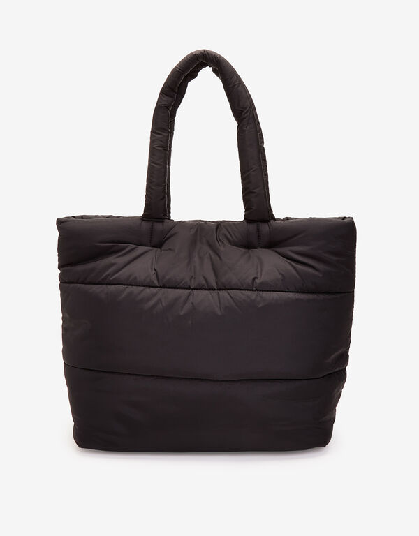 Quilted Puffer Tote, Black image number 1