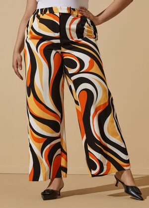Swirl Print Straight Leg Trousers, Multi image number 0