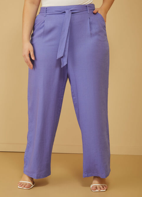 Belted Wide Leg Pants, Very Peri image number 2