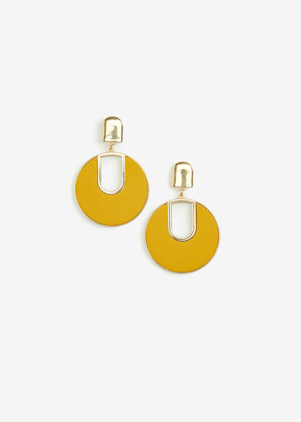 Faux Leather Disc Earrings, Nugget Gold image number 0