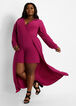 Plus Size Knit Mock Wrap Open Sleeve Duster Summer Party Maxi Rompers image number 0
