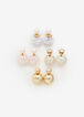 Set of 4 Double Stud Earrings, Gold image number 0