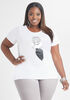 Faux Fur Embellished Graphic Tee, White image number 0