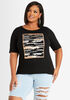 Sequin Embroidered Graphic Tee, Black image number 0