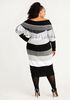 Fringe Fold Over Sweater Dress, Black Combo image number 1