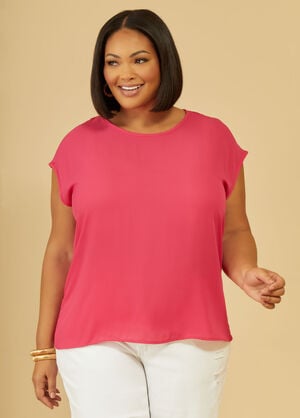 Cap Sleeved Blouse, Pink Peacock image number 0