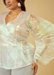 Iridescent Organza Wrap Blouse, White image number 2