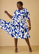 Swirl Print Textured A Line Dress, Surf The Web image number 2