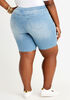 Basic Cotton Stretch Denim Shorts, Medium Blue image number 1