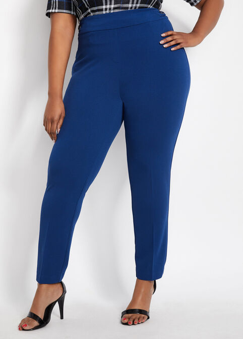 Plus Size Chic Side Button Detail High Waist Skinny Classic Pant image number 0