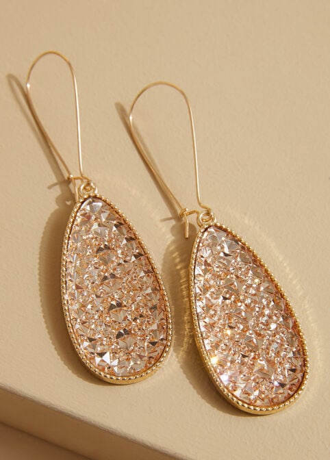 Gold Tone Druzy Earrings Set, Gold image number 3