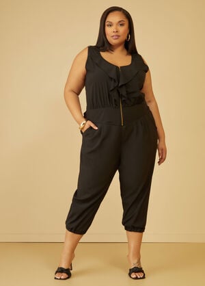 Ruffled Tapered Jumpsuit, Black image number 0