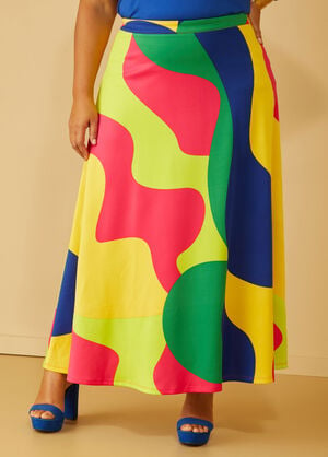 Swirl Print Maxi Skirt, Pink Peacock image number 0