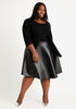 Faux Leather & Knit Flare Dress, Black image number 0