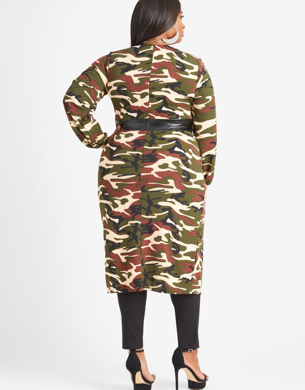 Paneled Camo Print Duster, Multi image number 1