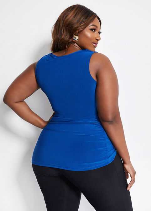 Sleeveless Draped Ruched Top, Royal Blue image number 1