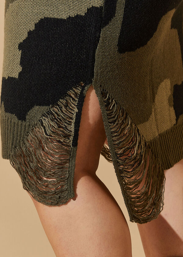 Distressed Camo Sweater Dress, Olive image number 2
