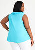 Ruffle Cotton Sleeveless Button Up, Blue image number 1