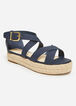Trendy Textured Wide Width Platform Espadrille Crossover Sandals image number 0
