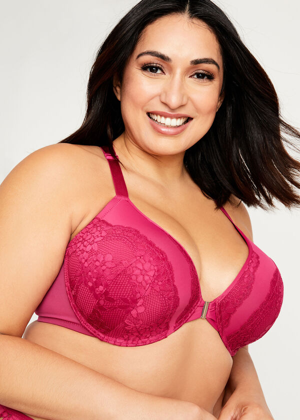 Lace Fun & Flirty Front Clasp Bra, Sangria image number 3