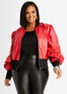 Ruffle Faux Leather Bomber Jacket, Barbados Cherry image number 0