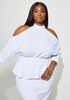 Cold Shoulder Peplum Sheath Dress, White image number 2