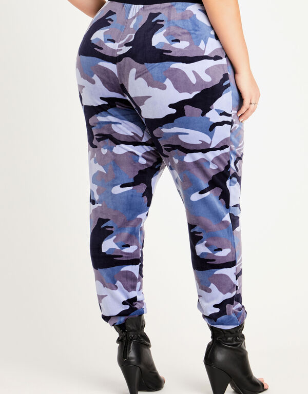 Blue Camo Velour Jogger, Peacoat image number 1