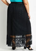 Pleated Mesh Lace Hem Maxi Skirt, Black image number 1