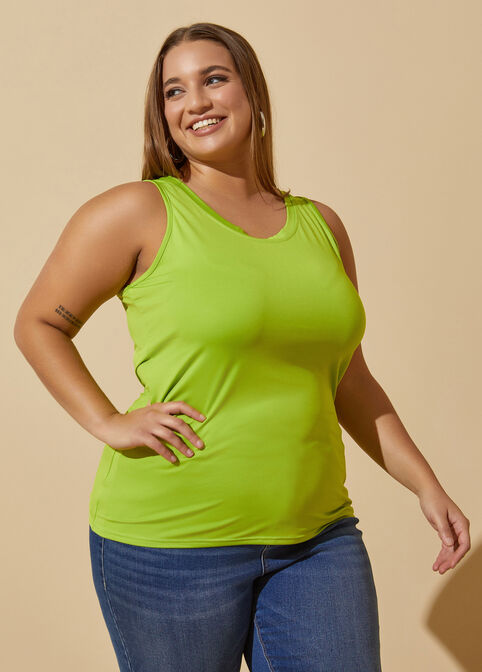 The Easy Basic Stretch Knit Tank, Lime Green image