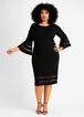 Plus Size Mesh Stripe Flare Sleeve Sheath Bodycon Zip Back Party Dress image number 0