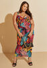 Tropical Print Mesh Bodycon Dress, Multi image number 0