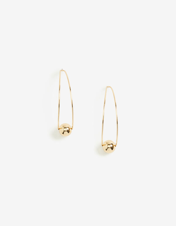 Gold Tone Bead Drop Earrings, Gold image number 0