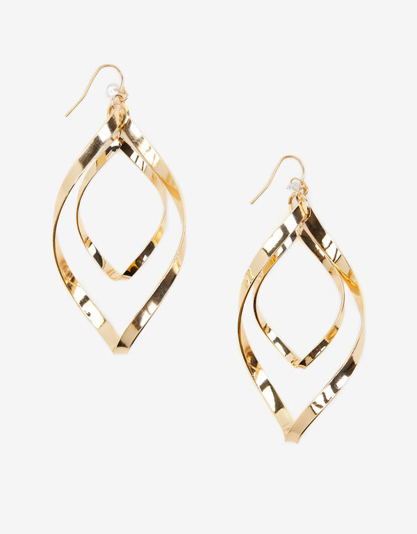 Twisted Gold Tone Drop Earrings, Gold image number 0