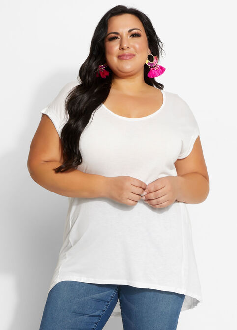 Plus Size Classic Stretch Short Sleeve Hi Low Summer Asymmetric Top image number 0