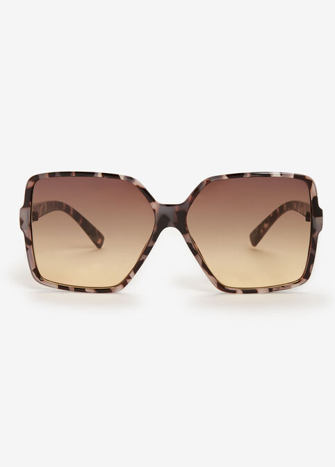 Animal Print Square Sunglasses, Brown image number 0