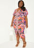 Scarf Print Midi Bodycon Dress, Fandango Pink image number 0