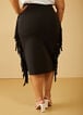 Fringed Scuba Midi Skirt, Black image number 1