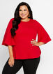 Plus Size Flutter Sleeve Knit Flowy Hi Low Tunic Chic Scoop Neck Top image number 0