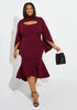 Cutout Asymmetric Midi Dress, Wine image number 0