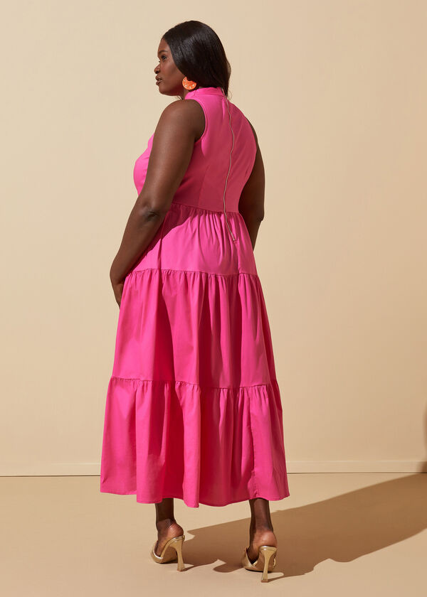 Cutout Cotton Maxi Dress, Beetroot Purple image number 1