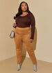 High Waist Faux Suede Leggings, Camel Taupe image number 3