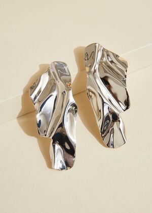 Wavy Silver Tone Earrings, Silver image number 1