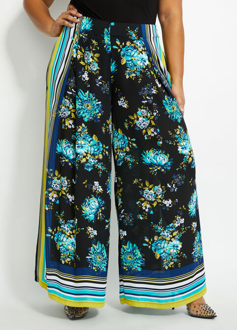 Floral High Waist Palazzo Pant, Estate Blue image number 0