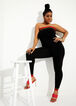 Trendy Plus Size Colorblock Stretch Skinny Leg Jumpsuit Duster Set image number 0