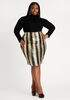 Sequin Stripe Midi Skirt, Gold image number 2
