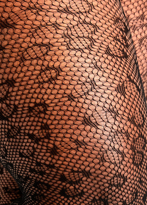 Animal Mesh Footed Tights, Black image number 1