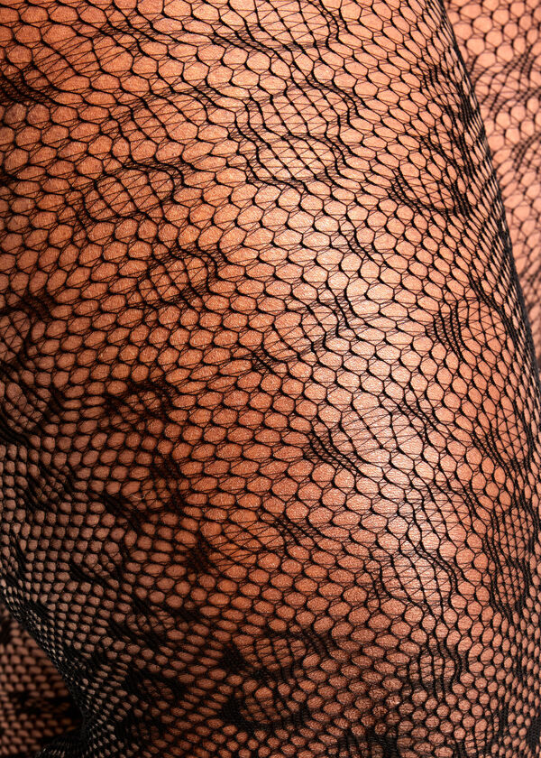 Animal Mesh Footed Tights, Black image number 1